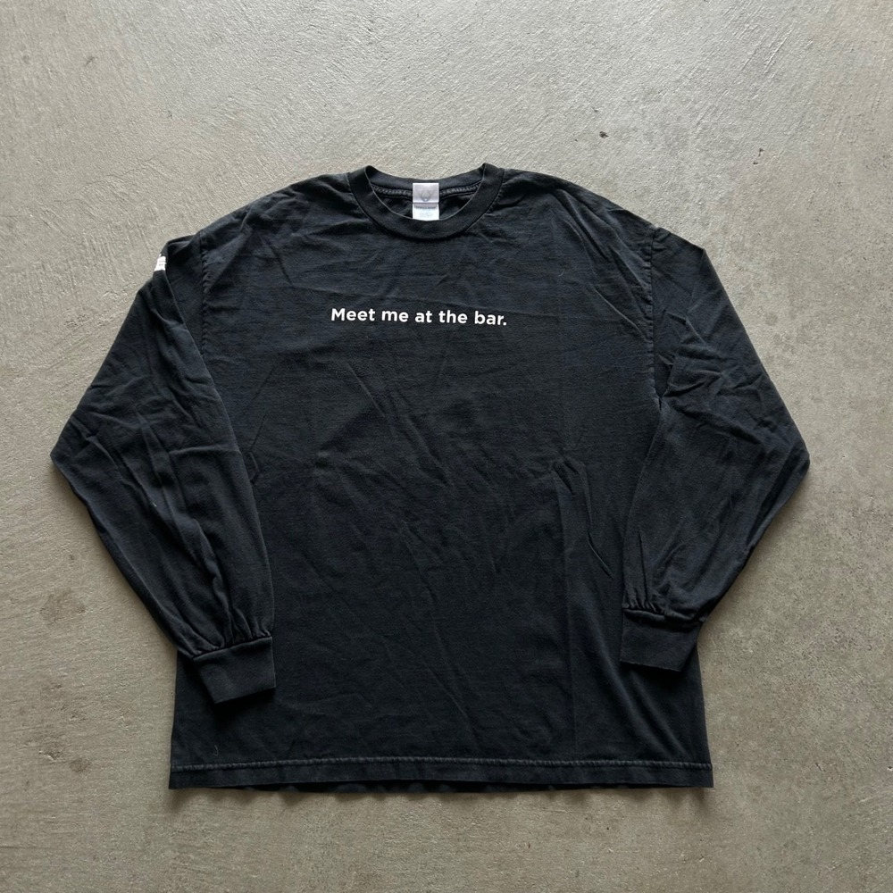 Vintage Meet Me At The Bar Long Sleeve Shirt Size XL Black Funny Parody
